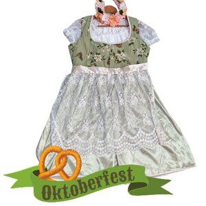 Oktoberfest Dirndl with Lace and Embroidered Butterflies